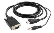 Компьютерные разъемы и переходники gembird A-HDMI-VGA-03-10 кабельный разъем/переходник HDMI + 3.5mm Черный