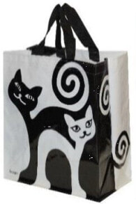 Шоппер Женская сумка KPPS  принт черно-белая кошка, длинные ручки