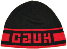 Мужские шапки Мужская шапка черная трикотажная Hugo XOLON Knitted Jacquard Hat with Mirrored Logo Black