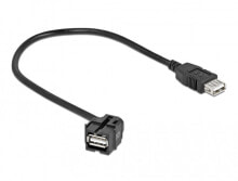 Компьютерные разъемы и переходники Delock Keystone Modul USB 2.0 A Buchse 250°> 2.0 mit Kabel schwarz - Cable