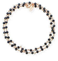 Женские браслеты Двойной позолоченный браслет с черными кристаллами Romance BRRN34
