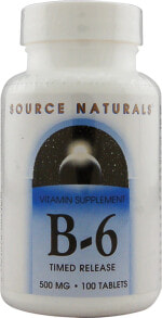 Витамины группы B Source Naturals B-6 Timed Release -- Витамин B-6 С временным высвобождением - 500 мг - 100 таблеток