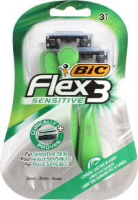 Мужские бритвы и лезвия Bic Flex 3 Sensitive Безопасные мужские бритвы с тремя подвижными лезвиями 3 шт