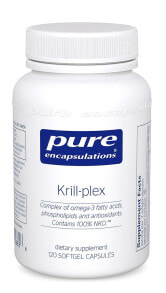 Рыбий жир и Омега 3, 6, 9 Pure Encapsulations Krill-Plex Комплекс омега-3 жирных кислот из мала криля 120 гелевых капсул
