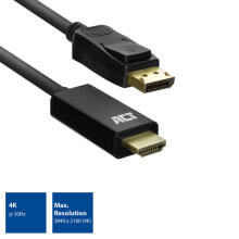 Компьютерные разъемы и переходники aCT AC7550 видео кабель адаптер 1,8 m DisplayPort HDMI Тип A (Стандарт) Черный