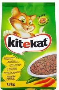 Сухие корма для кошек Сухой корм для кошек Kitekat, для взрослых, с курицей и овощами, 1.8 кг