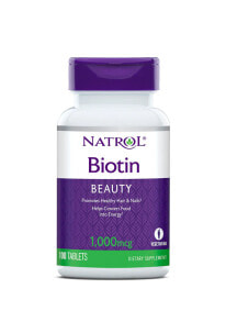 Витамины группы B Natrol Biotin Beauty Пищевая добавка с биотином для укрепления и питения волос и ногтей 100 таблеток