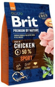 Сухие корма для собак Сухой корм для животных Brit, Premium Dog by Nature Sport, для активных, с курицей, 3 кг