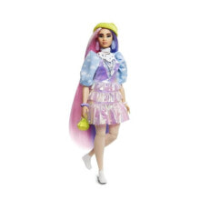 Куклы модельные кукла Barbie Экстра, в шапочке с розовыми  и лиловыми волосами