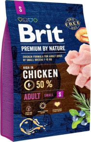 Сухие корма для собак Сухой корм для животных Brit, Premium By Nature Adult Small, для мелких пород, с курицей