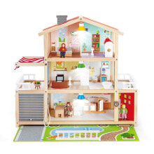 Кукольные домики для девочек кукольный домик Hape Семейный особняк, 7 предметов мебели, 4 куклы