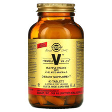 Витаминно-минеральные комплексы Солгар, Formula V, VM-75, комплексные витамины с хелатными минералами, 90 таблеток
