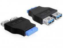 Компьютерные разъемы и переходники DeLOCK 65324 кабельный разъем/переходник USB 3.0 19 Pin Buchse Черный