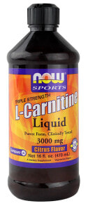 NOW Sports Triple Strength L-Carnitine Liquid Citrus Жидкий L-карнитин тройной силы цитрусовый вкус 3000 мг 473 мл