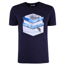 Мужские футболки Мужская футболка повседневная синяя с принтом на груди Bikkembergs T-Shirt