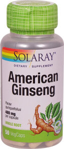 Solaray American Ginseng Американский женьшень 480 мг 50 растительных капсул