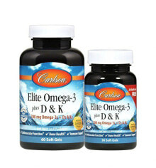 Рыбий жир и Омега 3, 6, 9 Carlson Elite Omega-3 plus D & K Natural Lemon Комплекс с Омега 3 и витаминами  D и K  90 гелевых капсул