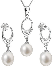 Наборы женских ювелирных украшений Silver jewelry set with natural pearls Pavon 29040.1