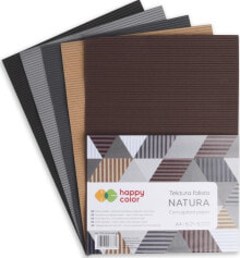 Цветная бумага и картон для уроков труда Happy Color Corrugated cardboard A4 / 5K mix Natura HAPPY COLOR