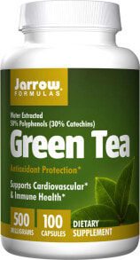 Жиросжигатели Jarrow Formulas Green Tea Антиоксидантный комплекс с зеленым чаем для поддержки иммунного и сердечно-сосудистого здоровья 500 мг 100 капсул