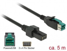 Компьютерные разъемы и переходники deLOCK 85486 кабель питания Черный 5 m PoweredUSB