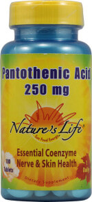 Витамины группы B Nature's Life Nerve & Skin Health Pantothenic Acid Пантотеновая кислота - Витамин В-5 250 мг - 100 таблеток
