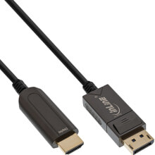 Компьютерные разъемы и переходники inLine DisplayPort zu HDMI AOC Konverter Kabel 4K/60Hz schwarz 20m - Cable - Digital/Display/Video