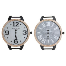 Настольные и каминные часы Настольные часы DKD Home Decor запястье Чёрный Металл Стеклянный (2 pcs) (65 x 7 x 74 cm)