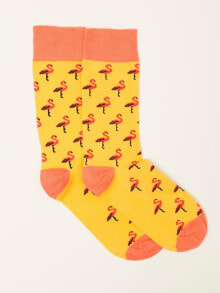 Мужские носки Мужские носки высокие желтые с принтом фламинго Factory Price WS-SR-5667