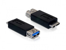 Компьютерные разъемы и переходники DeLOCK USB 3.0 Adapter USB 3.0-A FM micro USB 3.0-B M Черный 65183