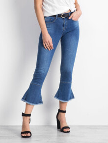 Женские джинсы Женские джинсы клеш со средней посадкой укороченные синие Factory Price