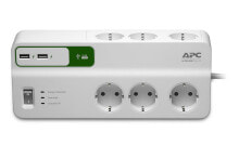 Удлинители и переходники aPC PM6U-GR сетевой фильтр 6 розетка(и) 230 V Белый 2 m