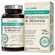 Витаминно-минеральные комплексы Naturewise Women's Stress Support  Multivitamin & Minerals  Цельнопищевые мультивитамины и минералы для женщин, поддержка нервной системы при стрессах 60 веганских капсул
