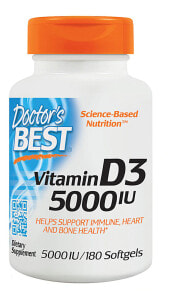 Витамин D Doctor's Best Vitamin D3  Витамин D3 125 мкг (5000 МЕ) 180 желатиновых капсул