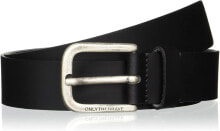 Мужские ремни и пояса Мужской ремень черный кожаный для брюк широкий с пряжкой Diesel X07449 PS037 Mens Belt