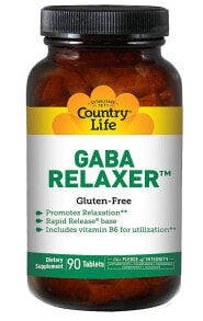 Витамины и БАДы для нервной системы Country Life GABA Relaxer Гамма-аминомасляная кислота + витамин В6 для расслабления 90 таблеток