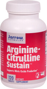 Аминокислоты Jarrow Formulas Arginine-Citrulline Sustain Аминокислота Аргинин-Цитруллин  для поддержки сердечно- сосудистой системы без ароматизатора  120 таблеток