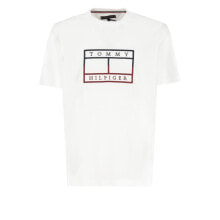 Мужские футболки Мужская футболка белая повседневная с логотипом Tommy Hilfiger
