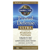 Витамины и БАДы для пищеварительной системы Garden of Life, Primal Defense, Ultra, универсальная пробиотическая формула, 90 вегетарианских капсул UltraZorbe