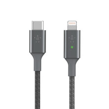 Кабели для зарядки, компьютерные разъемы и переходники belkin Smart LED USB-C to Lightning Серый CAA006BT04GR