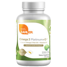 Рыбий жир и Омега 3, 6, 9 Zahler Omega 3 Platinum+D3 Омега-3 с витамином D3 2000 мг 180 гелевых капсул