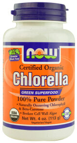 NOW Certified Organic Chlorella Powder Сертифицированная органическая хлорелла, чистый порошок 113 г