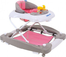 Ходунки и прыгунки для малышей Ходунки-люлька Baby Mix J-888R 2в1 с игровой панелью, со звуками, серо-розовый 6м+ до 12кг