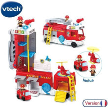 Детские треки и авторалли для мальчиков Трек "Пожарная станция" - VTech - В комплекте: грузовик/пожарное депо, магический круг, 2 пожарных, лестница, грузовик и вертолет