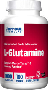 L-карнитин и L-глютамин Jarrow Formulas L-Glutamine L-глутамин для поддержки мышечной ткани и иммунной функции  1000 мг 100  таблеток