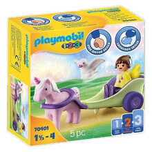Детские игровые наборы и фигурки из дерева Набор с элементами конструктора Playmobil 1.2.3 Карета с феей и единорогом 70401