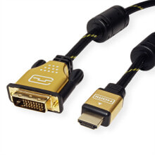 Компьютерные разъемы и переходники ROLINE 11.04.5894 видео кабель адаптер 7,5 m HDMI DVI Черный, Золото