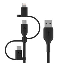 Кабели для зарядки, компьютерные разъемы и переходники Belkin BOOST CHARGE Universal-Kabel USB кабель 1 m USB A USB C/Micro-USB B/Lightning Черный CAC001BT1MBK