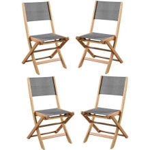 Садовые кресла и стулья Set of 4 garden chairs made of acacia wood from FSC and seat made of textile - 50 x 57 x 90 cm - gray