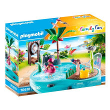 Детские игровые наборы и фигурки из дерева Набор с элементами конструктора Playmobil Бассейн с водяной пушкой PM70610